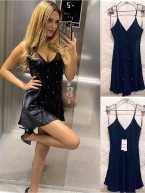 NWT ZARA AW21 JEWEL TRIM MINI DRESS M